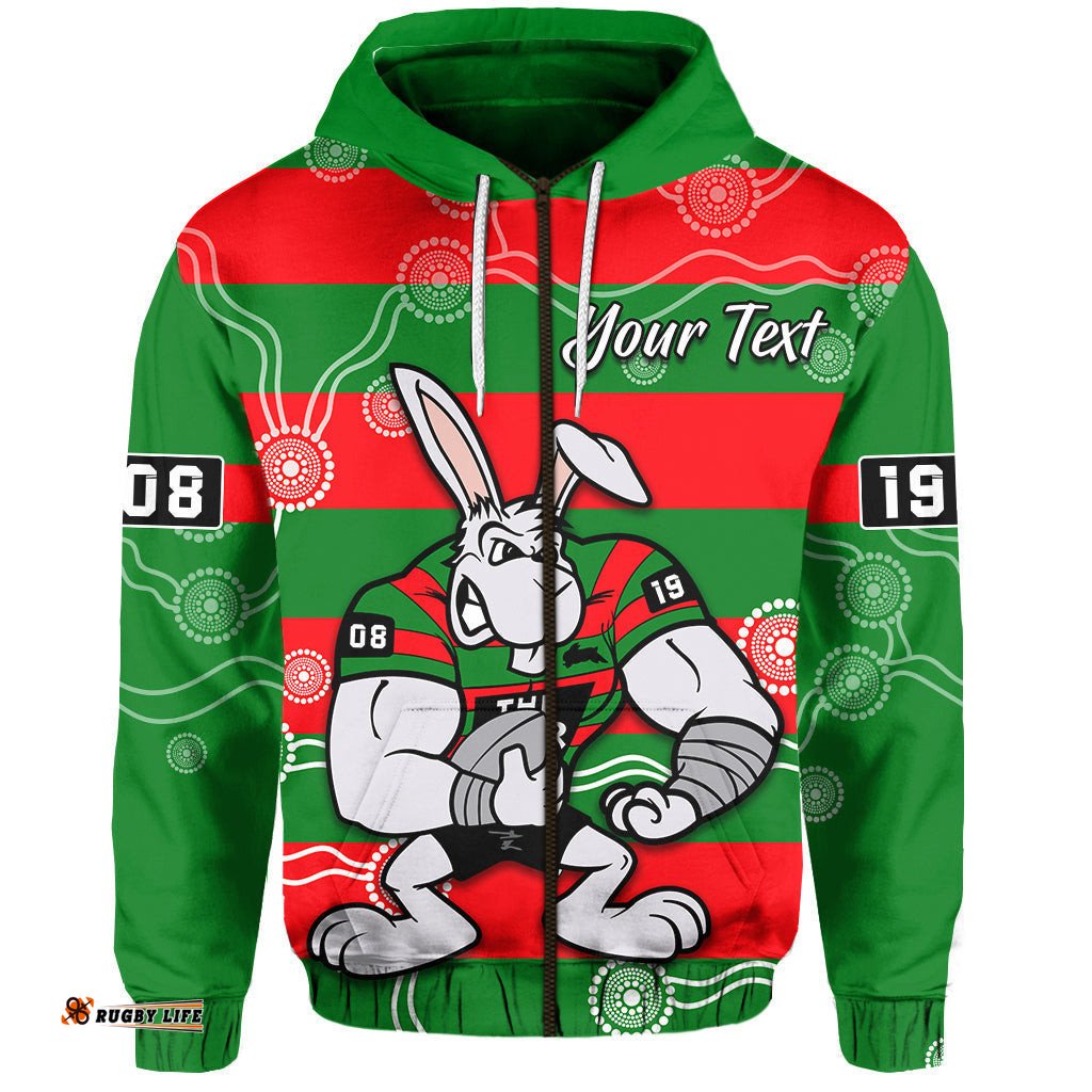 custom personalised rabbitohs zip hoodie south sydney