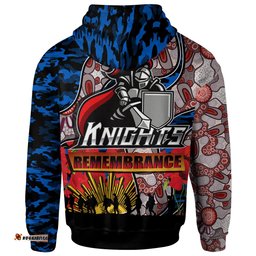 knights rugby hoodie custom anzac day newcastle knights indigenous with remembrance poppy hoodie rlt12