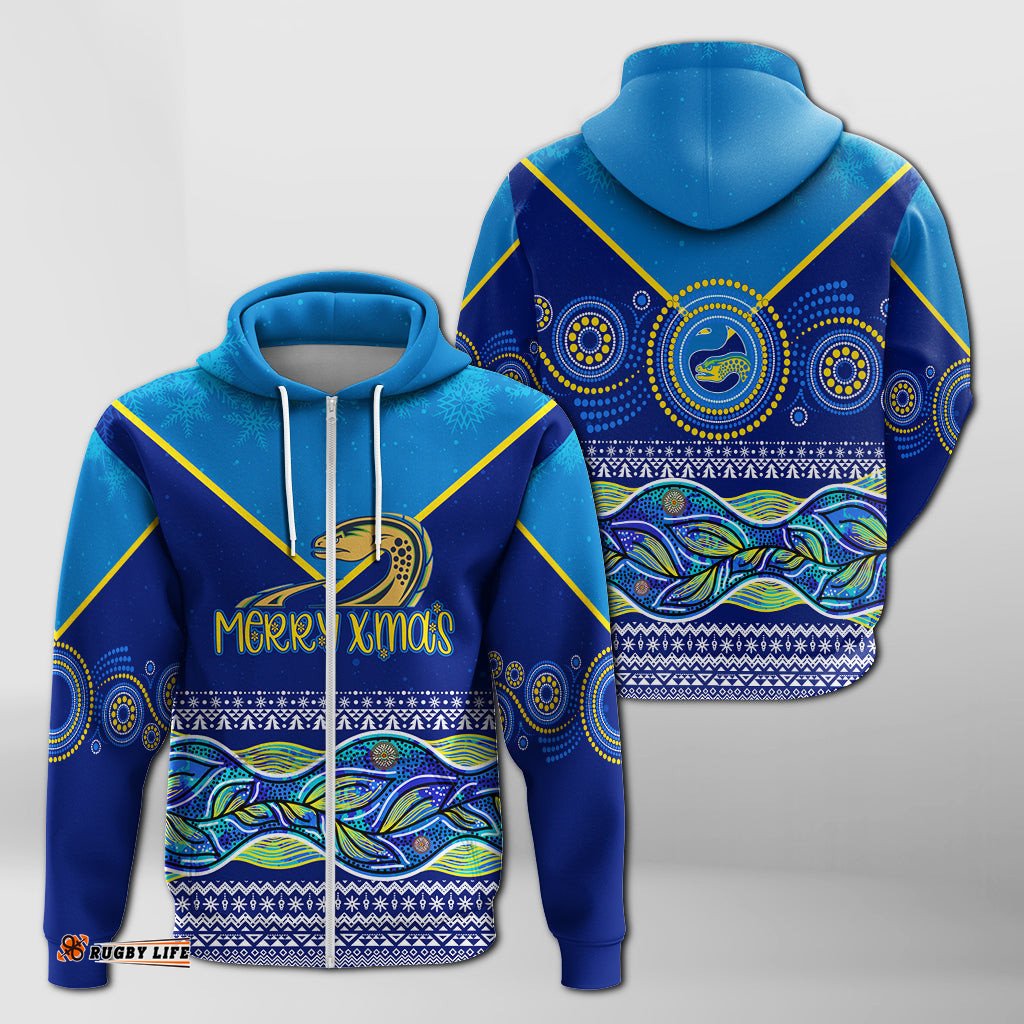 indigenous xmas parra eels aboriginal winter theme zip hoodie