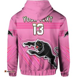 custom text and number panthers proud hoodie back to back premiers version pink