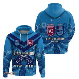 qld maroons and nsw blues rugby hoodie state of origin indigenous blue