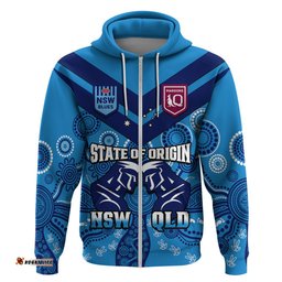 qld maroons and nsw blues rugby hoodie state of origin indigenous blue