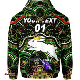 custom personalised south sydney rabbitohs hoodie indigenous premiers the king black custom text and number