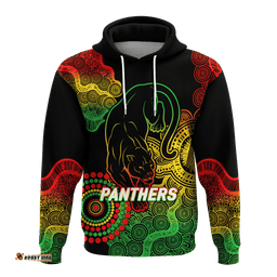 panthers rugby aboriginal art black hoodie