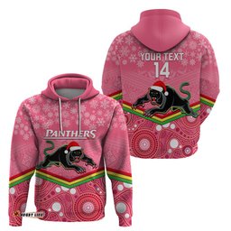 custom panthers rugby christmas hoodie merry xmas mix aboriginal art pink version