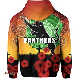 panthers anzac day zip hoodie mix indigenous lest we forget