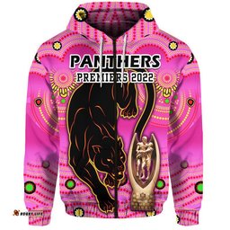 penrith panthers rugby zip up and pullover hoodie pink crouching panther premiers