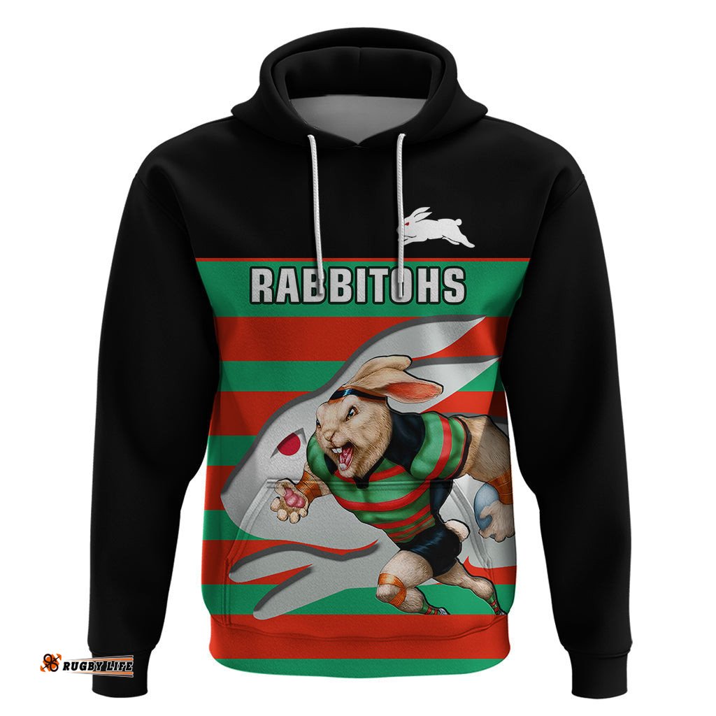 custom text and number rabbitohs rugby hoodie glory glory souths unique