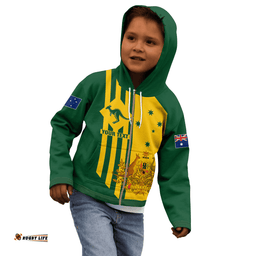 Custom Zip Up Hoodie Australia Kangaroo Sign National Color