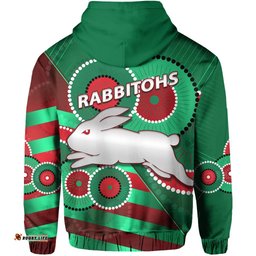 custom personalised rabbitohs zip hoodie indigenous bravery