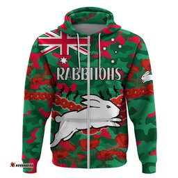 custom text and number rabbitohs rugby anzac hoodie lest we forget 05