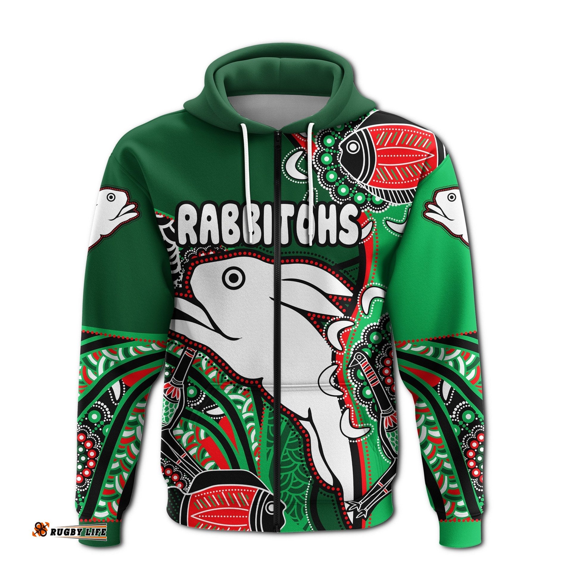 rabbitohs zip hoodie indigenous survival world