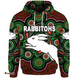 custom personalised south sydney rabbitohs hoodie indigenous vibes black custom text and number