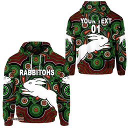 custom personalised south sydney rabbitohs hoodie indigenous vibes black custom text and number