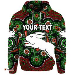 custom personalised south sydney rabbitohs hoodie indigenous vibes black