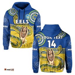 custom text and number eels rugby hoodie parra indigenous proud premiers
