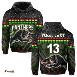 custom text and number panthers hoodie premiers aboriginal