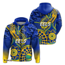 eels rugby anzac day camouflage indigenous art hoodie
