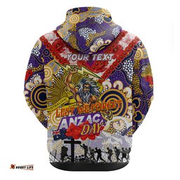 personalised storm anzac day hoodie aboriginal rising sun