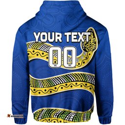 custom text and number eels rugby hoodie aboriginal art simple style