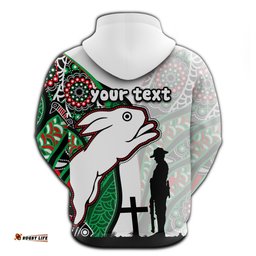 custom personalised rabbitohs zip hoodie indigenous anzac day