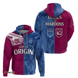 blues and maroons rugby hoodie state of origin nsw combine qld sporty style