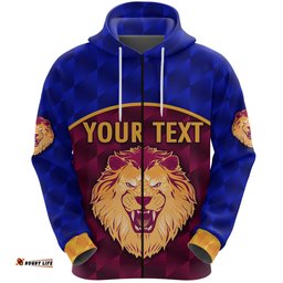 custom personalised brisbane lions zip hoodie powerful