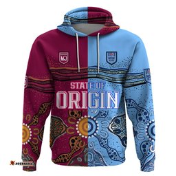 custom text and number blues and maroons rugby hoodie state of origin nsw combine queensland aboriginal