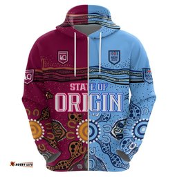 custom text and number blues and maroons rugby hoodie state of origin nsw combine queensland aboriginal