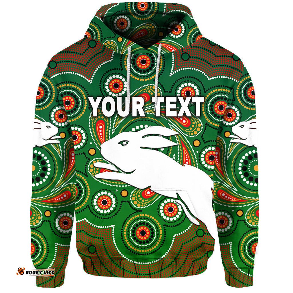 custom personalised south sydney rabbitohs hoodie indigenous vibes green