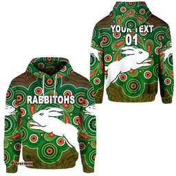custom personalised south sydney rabbitohs hoodie indigenous vibes green custom text and number