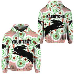 custom personalised south sydney rabbitohs hoodie indigenous vibes white
