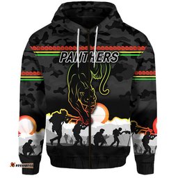 penrith panthers anzac zip up and pullover hoodie simple style black