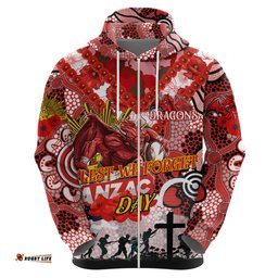 personalised dragons anzac day hoodie aboriginal rising sun