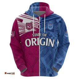 custom text and number blues and maroons rugby hoodie state of origin nsw combine qld sporty style