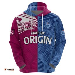 custom text and number blues and maroons rugby hoodie state of origin nsw combine qld sporty style