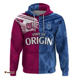 custom text and number blues and maroons rugby hoodie state of origin nsw combine qld sporty style