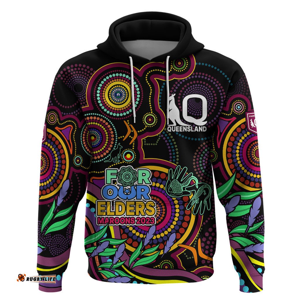 naidoc maroon rugby hoodie queensland indigenous tribal