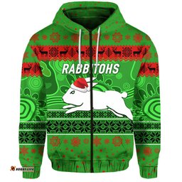 custom personalised south sydney rabbitohs zip hoodie christmas simple style green