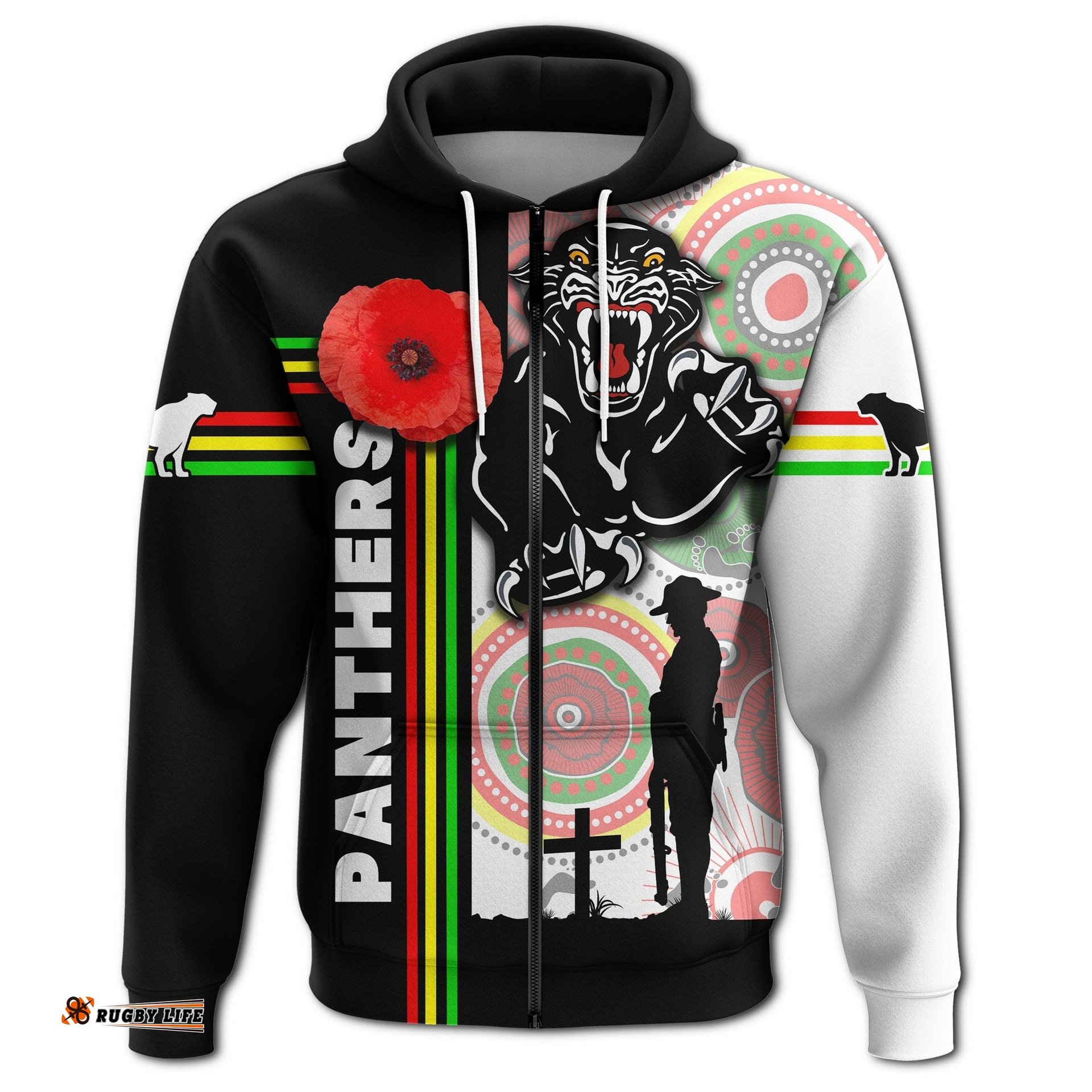 penrith panthers zip hoodie anzac day power style