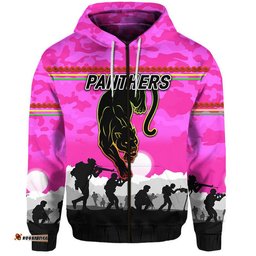 penrith panthers anzac zip up and pullover hoodie simple style pink