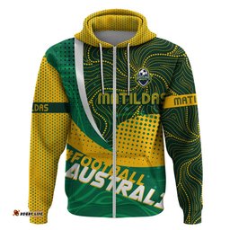 personalised matildas australia soccer hoodie aboriginal dot painting