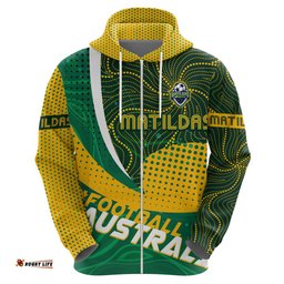 personalised matildas australia soccer hoodie aboriginal dot painting