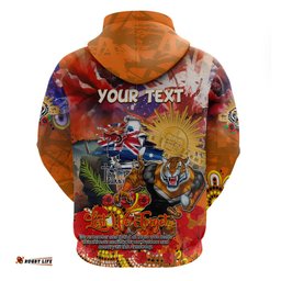 personalised australia rugby tigers anzac hoodie wests scratch style