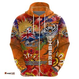 personalised australia rugby tigers anzac hoodie wests scratch style