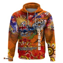 personalised australia rugby tigers anzac hoodie wests scratch style
