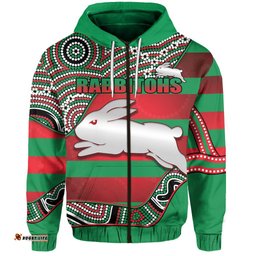 custom personalised rabbitohs zip hoodie rugby south sydney indigenous charming custom text and number