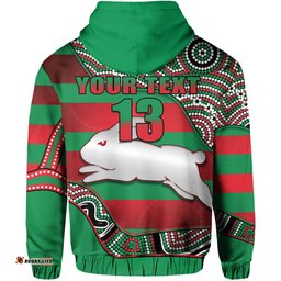 custom personalised rabbitohs zip hoodie rugby south sydney indigenous charming custom text and number