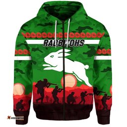 custom personalised south sydney rabbitohs anzac zip up and pullover hoodie simple style green