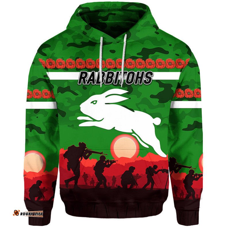 custom personalised south sydney rabbitohs anzac zip up and pullover hoodie simple style green